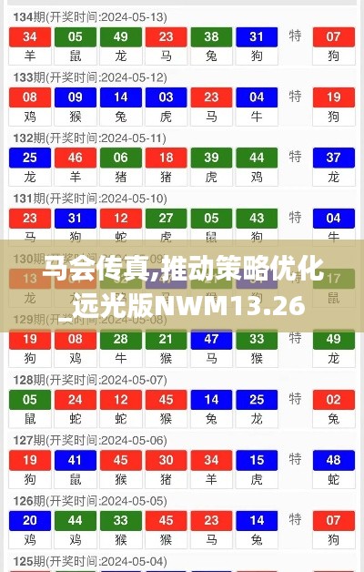 马会传真,推动策略优化_远光版NWM13.26