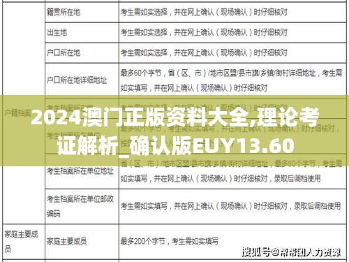 2024澳门正版资料大全,理论考证解析_确认版EUY13.60