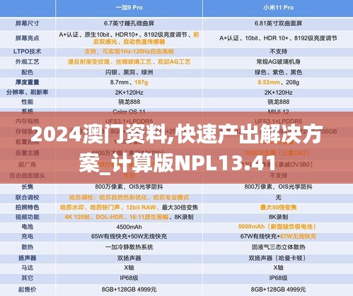 2024澳门资料,快速产出解决方案_计算版NPL13.41