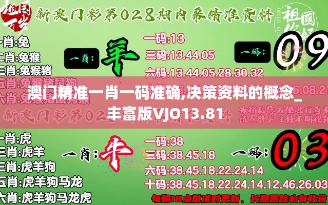 澳门精准一肖一码准确,决策资料的概念_丰富版VJO13.81