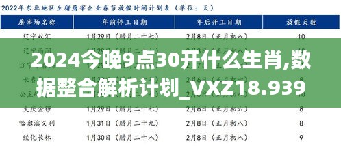 2024今晚9点30开什么生肖,数据整合解析计划_VXZ18.939旗舰设备版