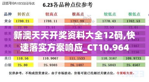 新澳天天开奖资料大全12码,快速落实方案响应_CT10.964
