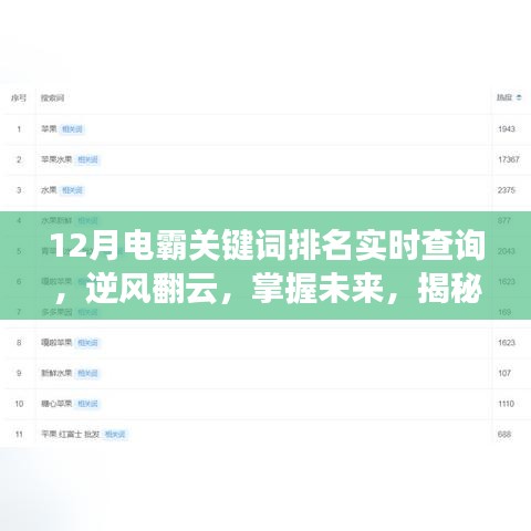 揭秘电霸关键词背后的励志故事，逆风翻云，掌握未来——实时排名查询与变化魔法之旅