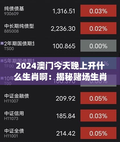 2024澳门今天晚上开什么生肖啊：揭秘赌场生肖盘输赢概率