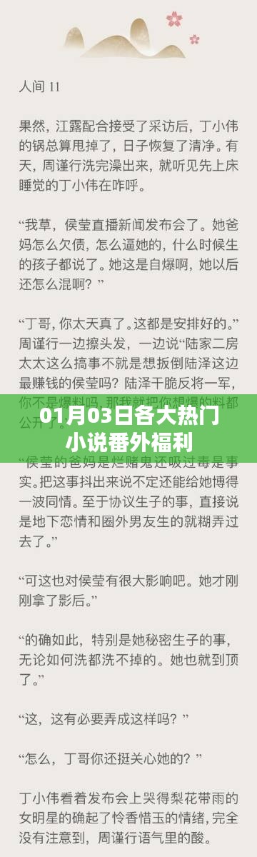 热门小说番外福利大放送，01月03日独家惊喜