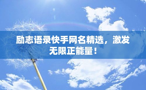 励志语录快手网名精选，激发无限正能量！