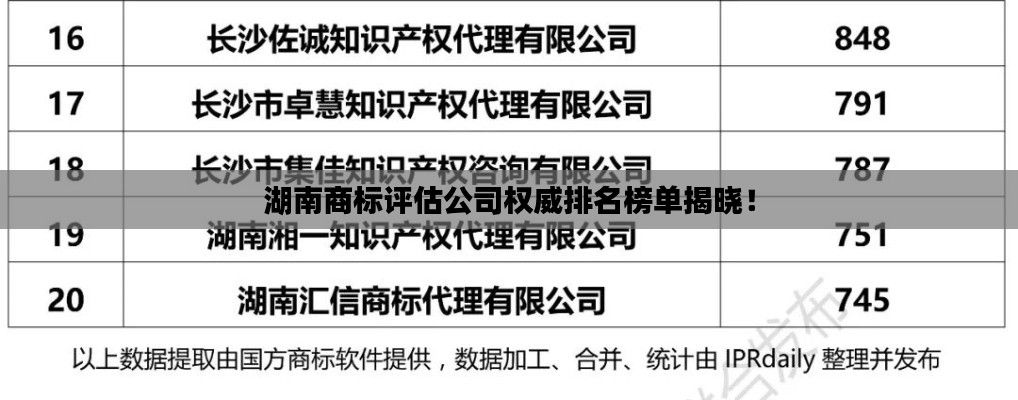 湖南商标评估公司权威排名榜单揭晓！