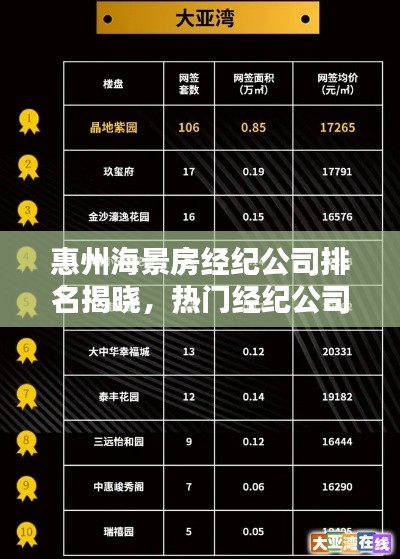 惠州海景房经纪公司排名揭晓，热门经纪公司一览表！
