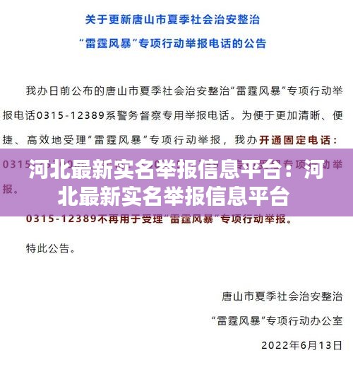 河北最新实名举报信息平台：河北最新实名举报信息平台 