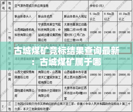 古城煤矿竞标结果查询最新：古城煤矿属于哪 
