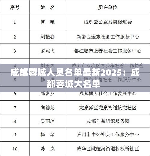 成都蓉城人员名单最新2025：成都蓉城大名单 