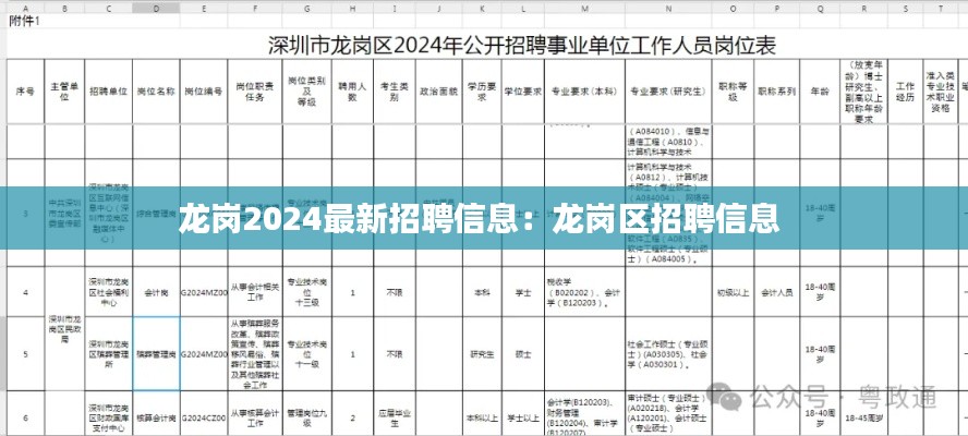龙岗2024最新招聘信息：龙岗区招聘信息 