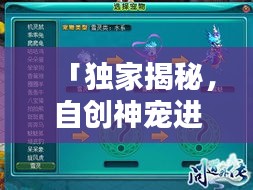 「独家揭秘，自创神宠进化攻略大全，轻松掌握进化技巧！」