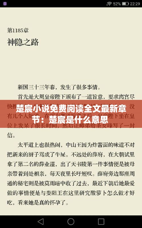楚宸小说免费阅读全文最新章节：楚宸是什么意思 