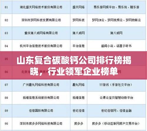 山东复合碳酸钙公司排行榜揭晓，行业领军企业榜单