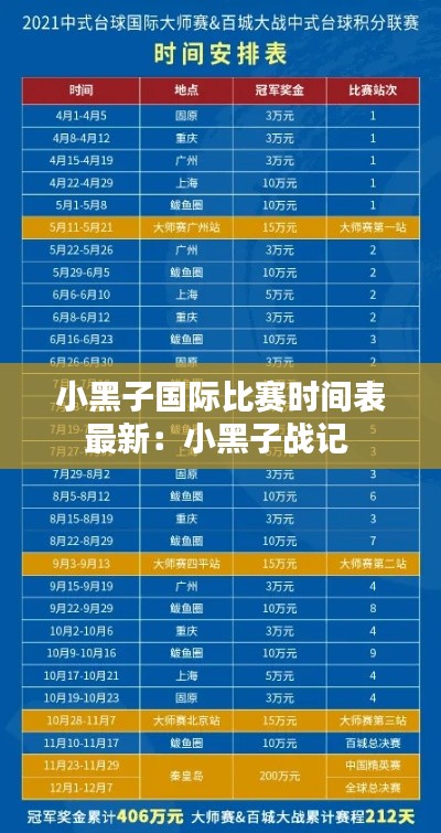 小黑子国际比赛时间表最新：小黑子战记 
