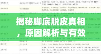 揭秘脚底脱皮真相，原因解析与有效解决方法（百度收录标准）