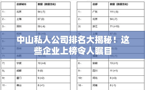 中山私人公司排名大揭秘！这些企业上榜令人瞩目