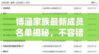 博涵家族最新成员名单揭秘，不容错过的最新消息！