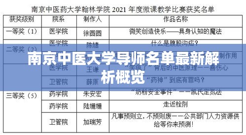 南京中医大学导师名单最新解析概览