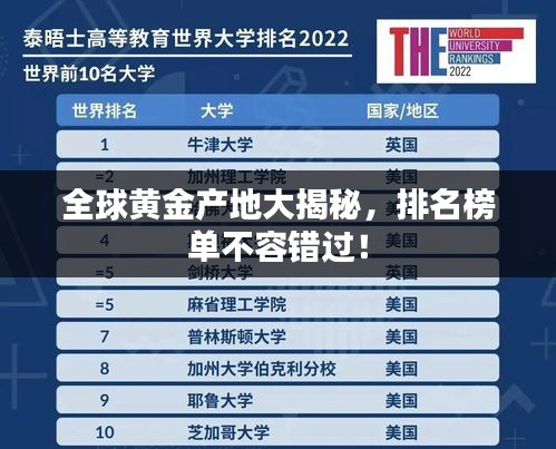 全球黄金产地大揭秘，排名榜单不容错过！