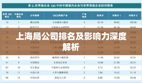 上海局公司排名及影响力深度解析