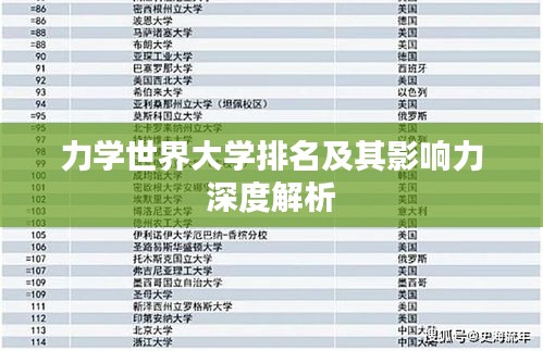 力学世界大学排名及其影响力深度解析