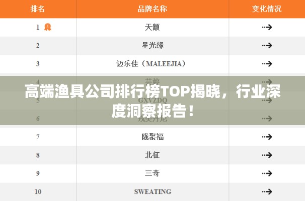 高端渔具公司排行榜TOP揭晓，行业深度洞察报告！