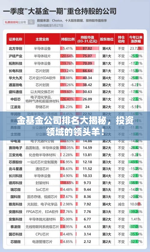 金基金公司排名大揭秘，投资领域的领头羊！