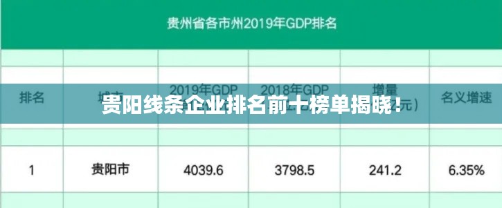 贵阳线条企业排名前十榜单揭晓！