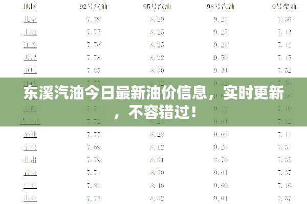 东溪汽油今日最新油价信息，实时更新，不容错过！