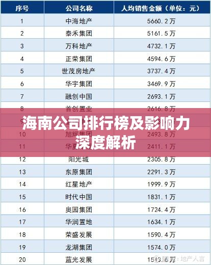 海南公司排行榜及影响力深度解析