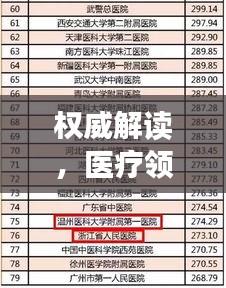 权威解读，医疗领域顶尖医院排名前十榜单！