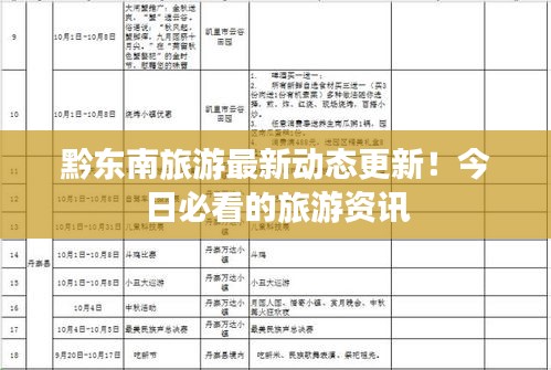黔东南旅游最新动态更新！今日必看的旅游资讯