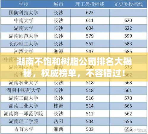 湖南不饱和树脂公司排名大揭秘，权威榜单，不容错过！