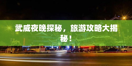 武威夜晚探秘，旅游攻略大揭秘！
