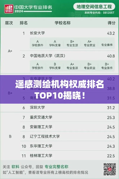 遥感测绘机构权威排名TOP10揭晓！