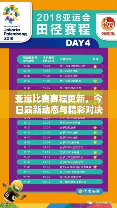 亚运比赛赛程更新，今日最新动态与精彩对决即将上演