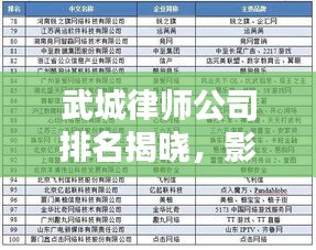 武城律师公司排名揭晓，影响力榜单上的佼佼者