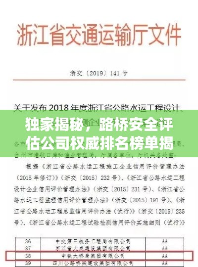 独家揭秘，路桥安全评估公司权威排名榜单揭晓！
