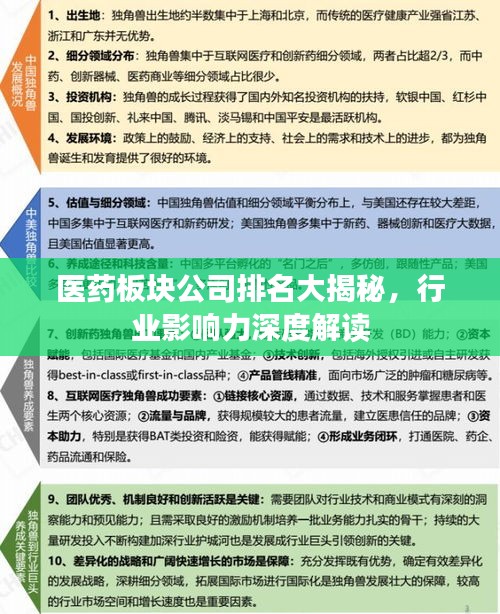 医药板块公司排名大揭秘，行业影响力深度解读