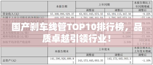 国产刹车线管TOP10排行榜，品质卓越引领行业！