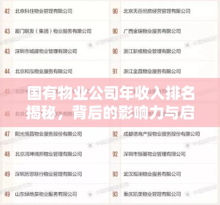 国有物业公司年收入排名揭秘，背后的影响力与启示