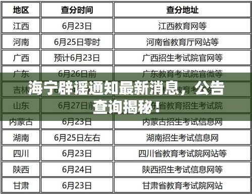 海宁辟谣通知最新消息，公告查询揭秘！