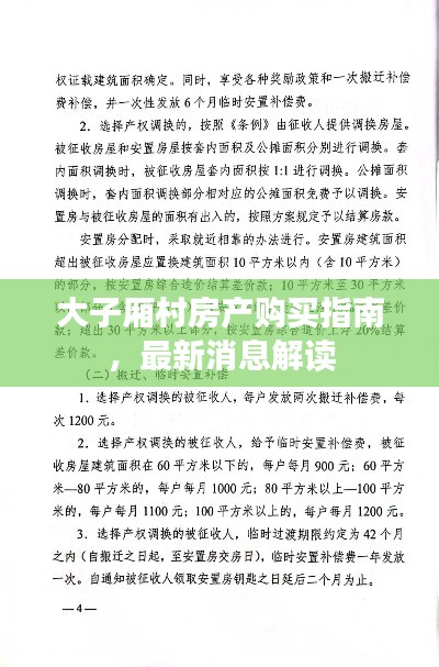 大子厢村房产购买指南，最新消息解读