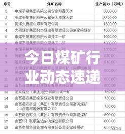 今日煤矿行业动态速递，最新情况报道全解析