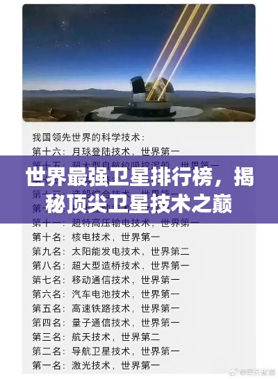世界最强卫星排行榜，揭秘顶尖卫星技术之巅