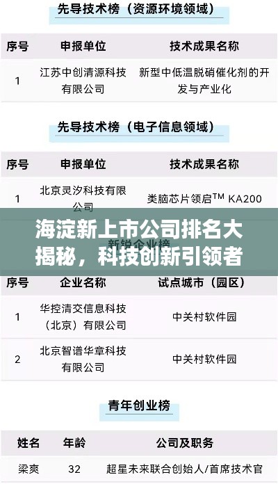 海淀新上市公司排名大揭秘，科技创新引领者重磅出炉！