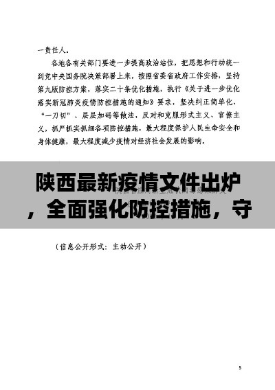 陕西最新疫情文件出炉，全面强化防控措施，守护人民健康安全